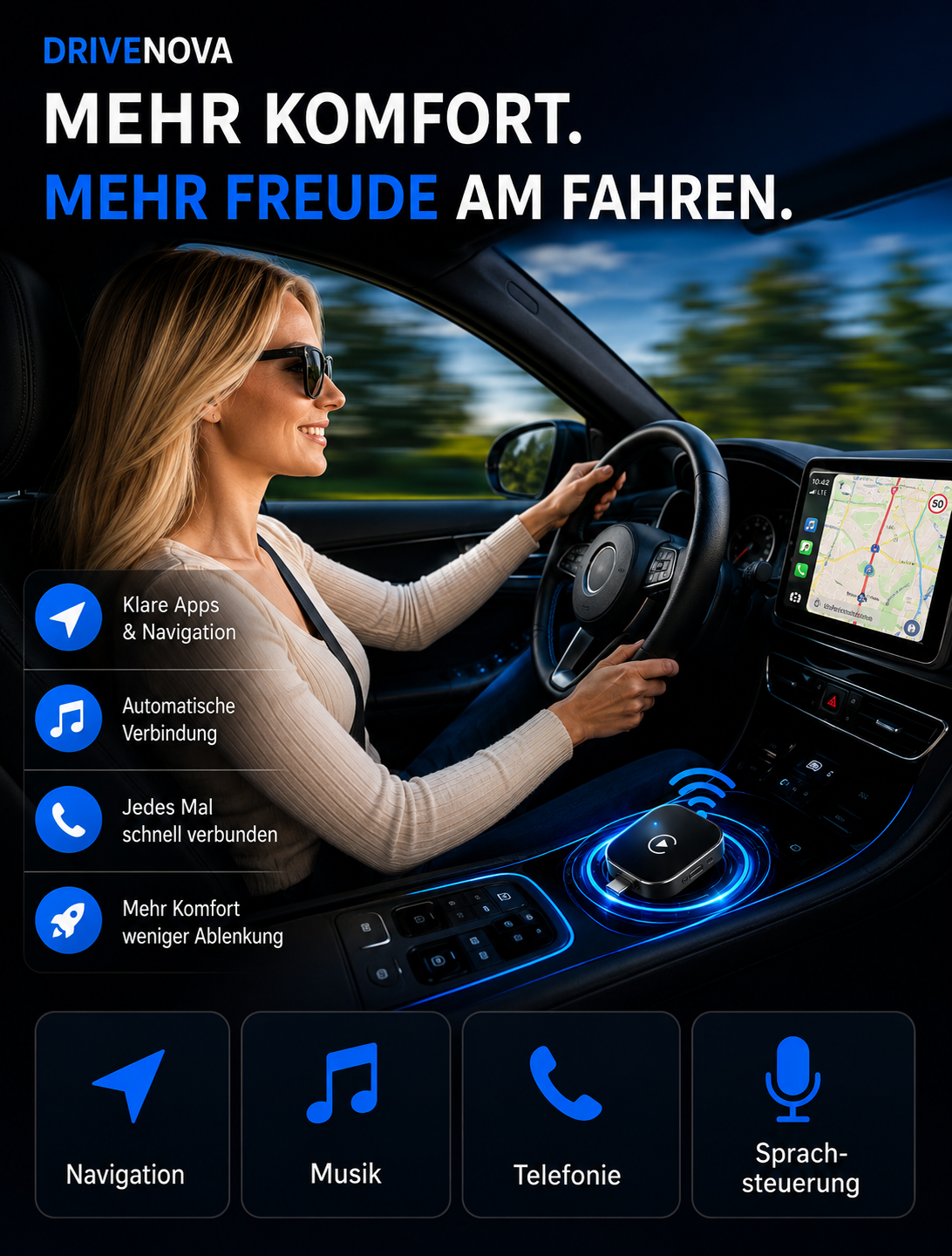 DriveNova Wireless CarPlay & Android Auto Adapter