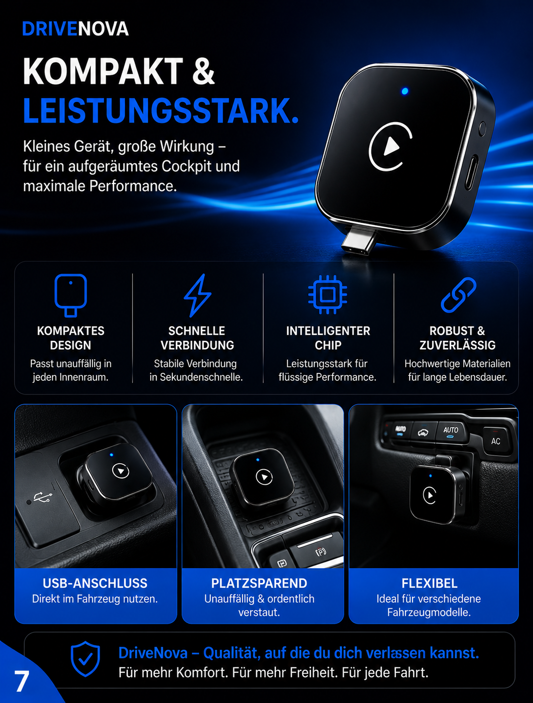 DriveNova Wireless CarPlay & Android Auto Adapter