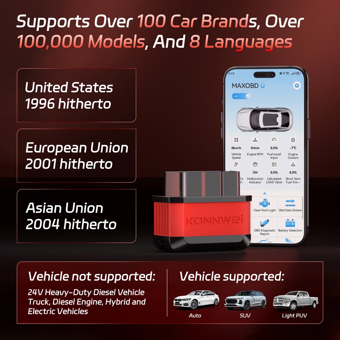 DriveNova OBD2 Bluetooth Scanner – KW901 Fahrzeugdiagnose für iOS & Android