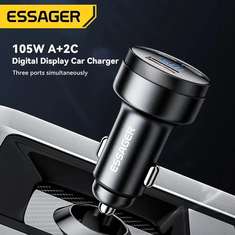 DriveNova 105W Fast Car Charger – USB-C & USB-A PD Quick Charge