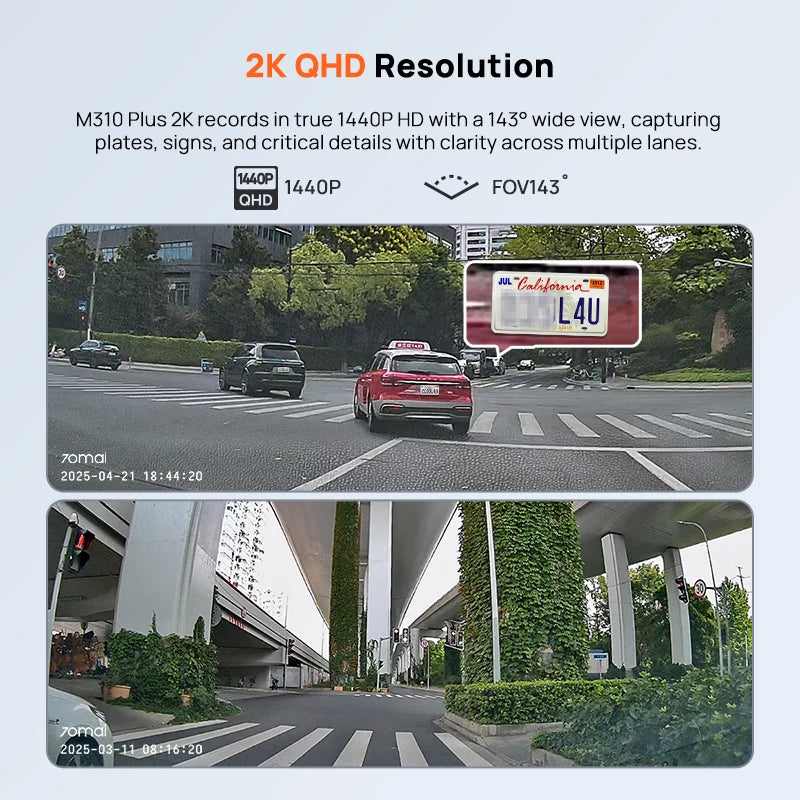 DriveNova™ 70mai M310 Plus 2K Dashcam – WLAN, Nachtsicht & Parküberwachung