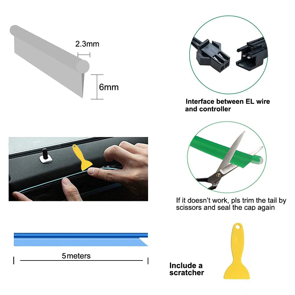 DriveNova LED-Innenraumbeleuchtung 5M – RGB Ambientebeleuchtung mit USB & Fernbedienung