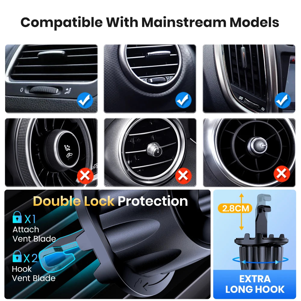 DriveNova Magnetic MagSafe Car Mount – 360° Air Vent Phone Holder