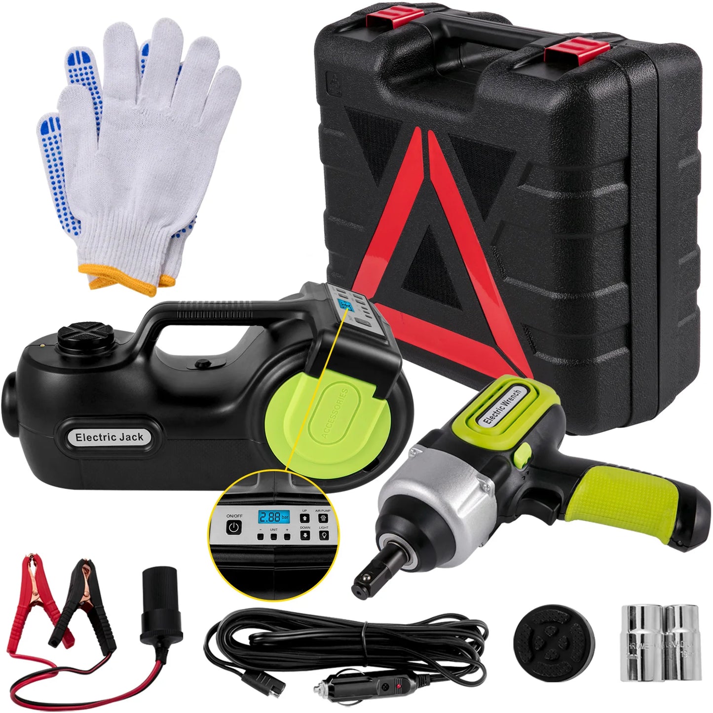 DriveNova™ 5T Elektro-Wagenheber Set – 3-in-1 Elektrischer Wagenheber mit Schlagschrauber & Luftkompressor (12V)