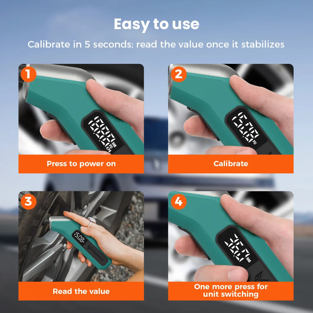 DriveNova Digitaler Reifendruckmesser mit LCD-Display