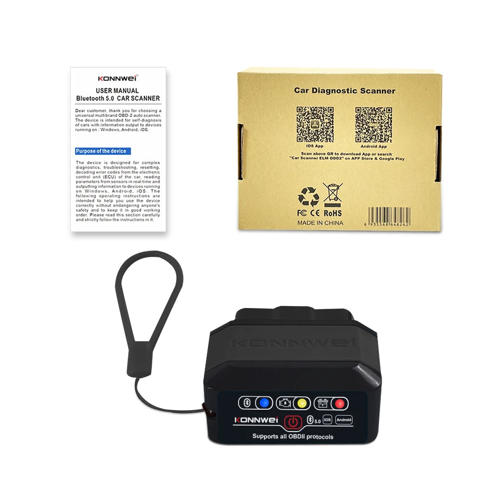 DriveNova OBD2 Bluetooth Scanner – KW901 Fahrzeugdiagnose für iOS & Android