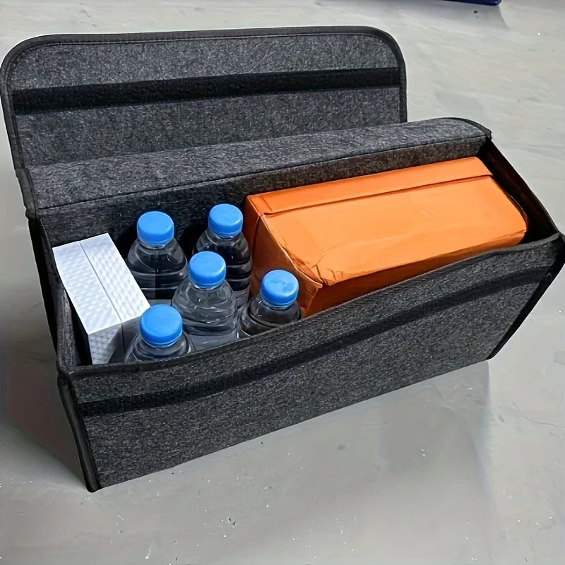 DriveNova Premium Kofferraum-Organizer aus Filz | Faltbare Auto-Aufbewahrungsbox