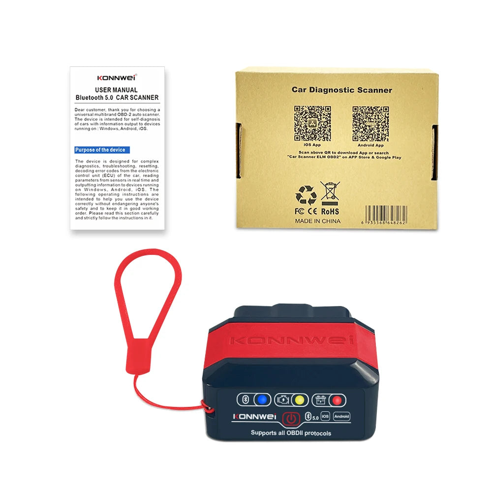 DriveNova OBD2 Bluetooth Scanner – KW901 Fahrzeugdiagnose für iOS & Android