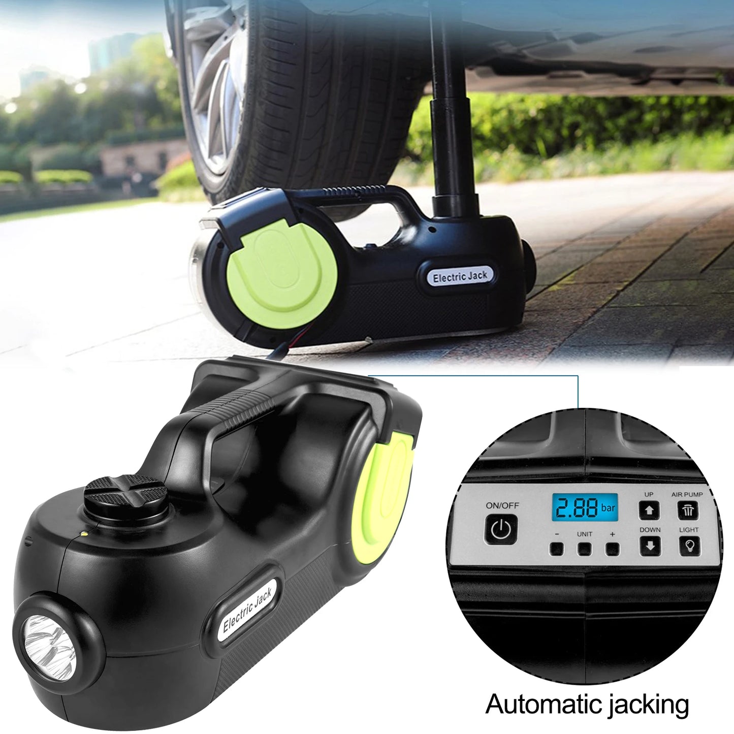 DriveNova™ 5T Elektro-Wagenheber Set – 3-in-1 Elektrischer Wagenheber mit Schlagschrauber & Luftkompressor (12V)